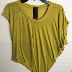 Heather Green Asymmetrical Short Sleeves Loose Fit Blouse Shirt Top Size…